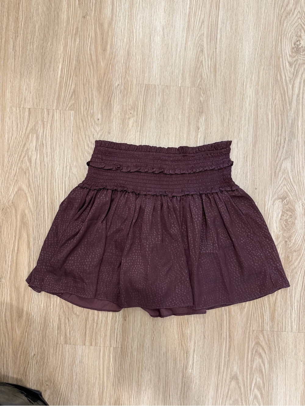 Mustard Seed Plum Smocked Mini Skirt